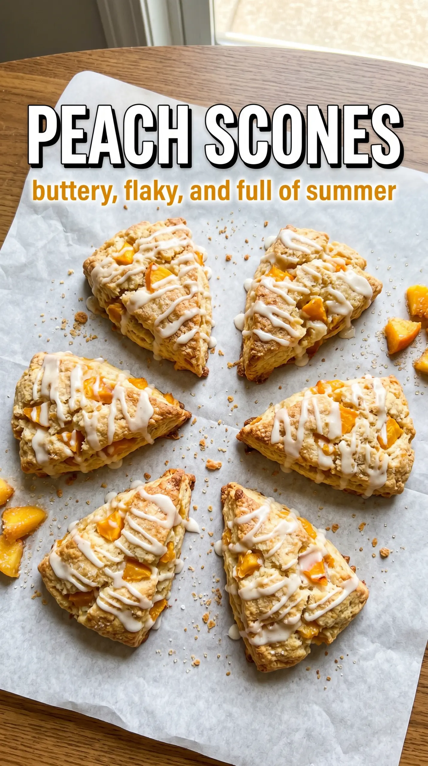 Slice of peach bread or muffin on a plate