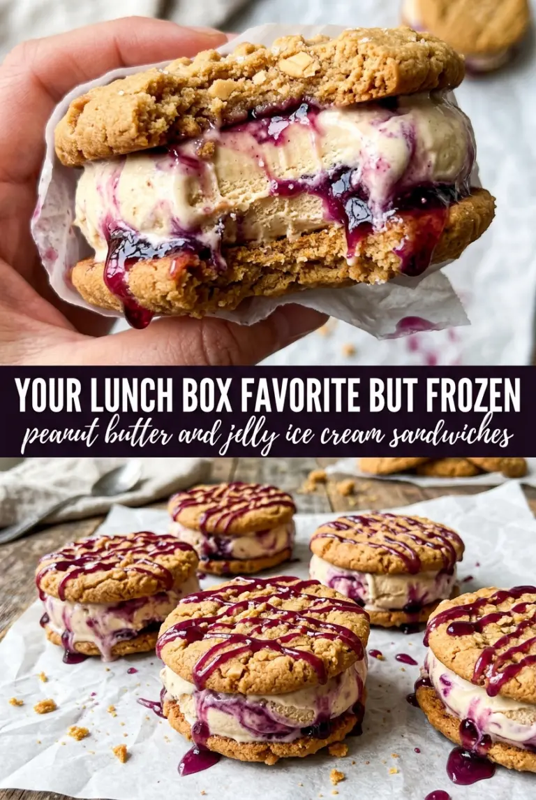 Peanut Butter and Jelly Ice Cream Sandwiches