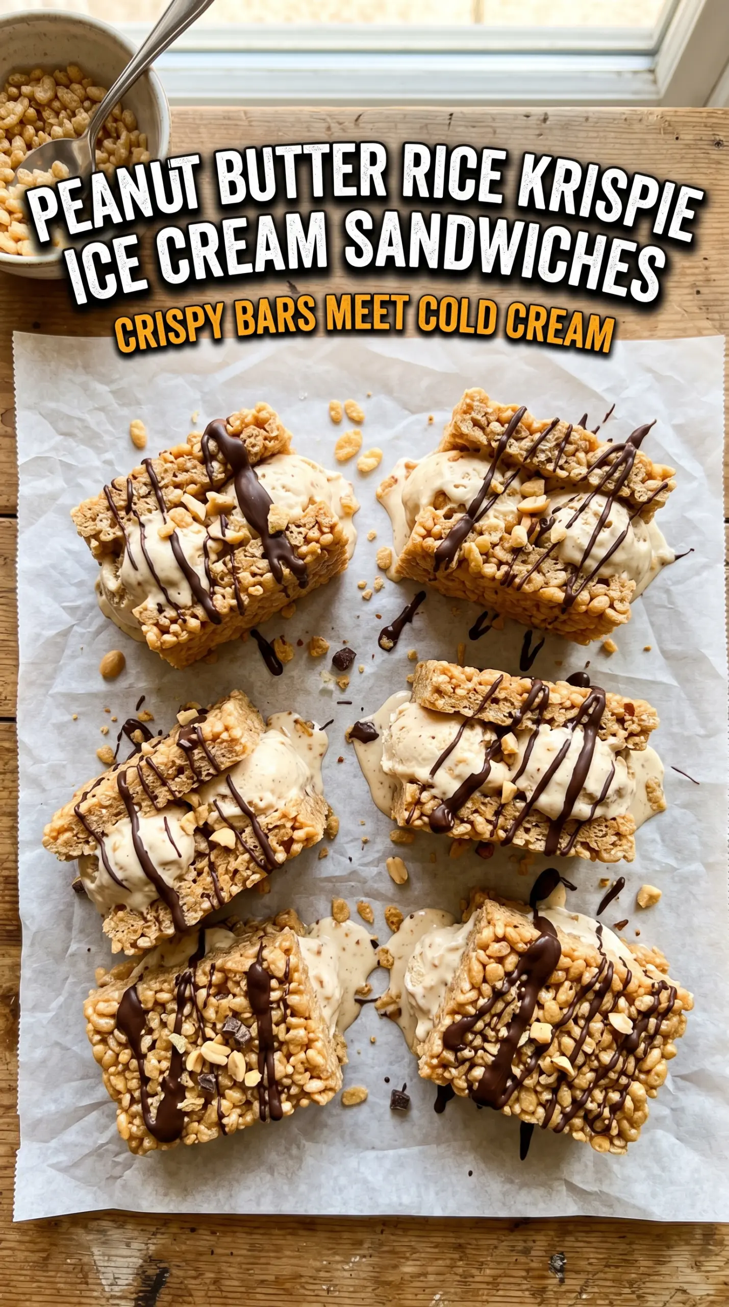 Ice cream sandwich with cookies or bread