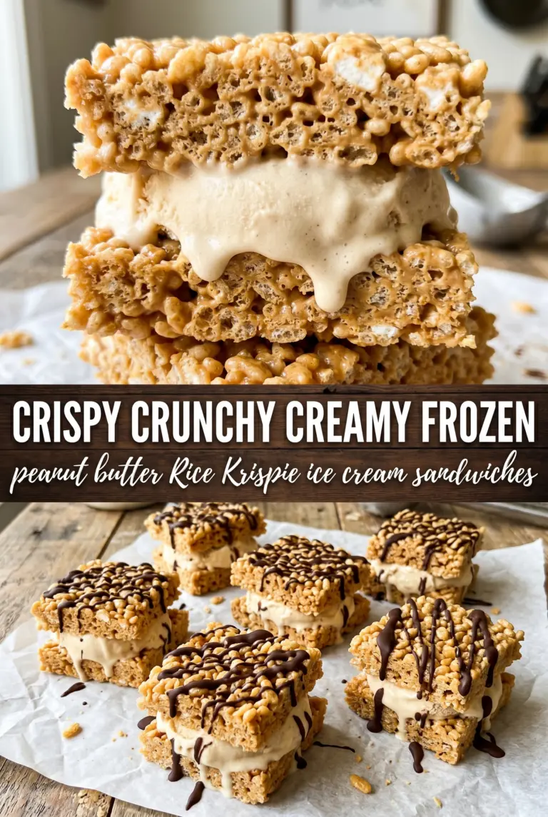 Peanut Butter Rice Krispie Ice Cream Sandwiches
