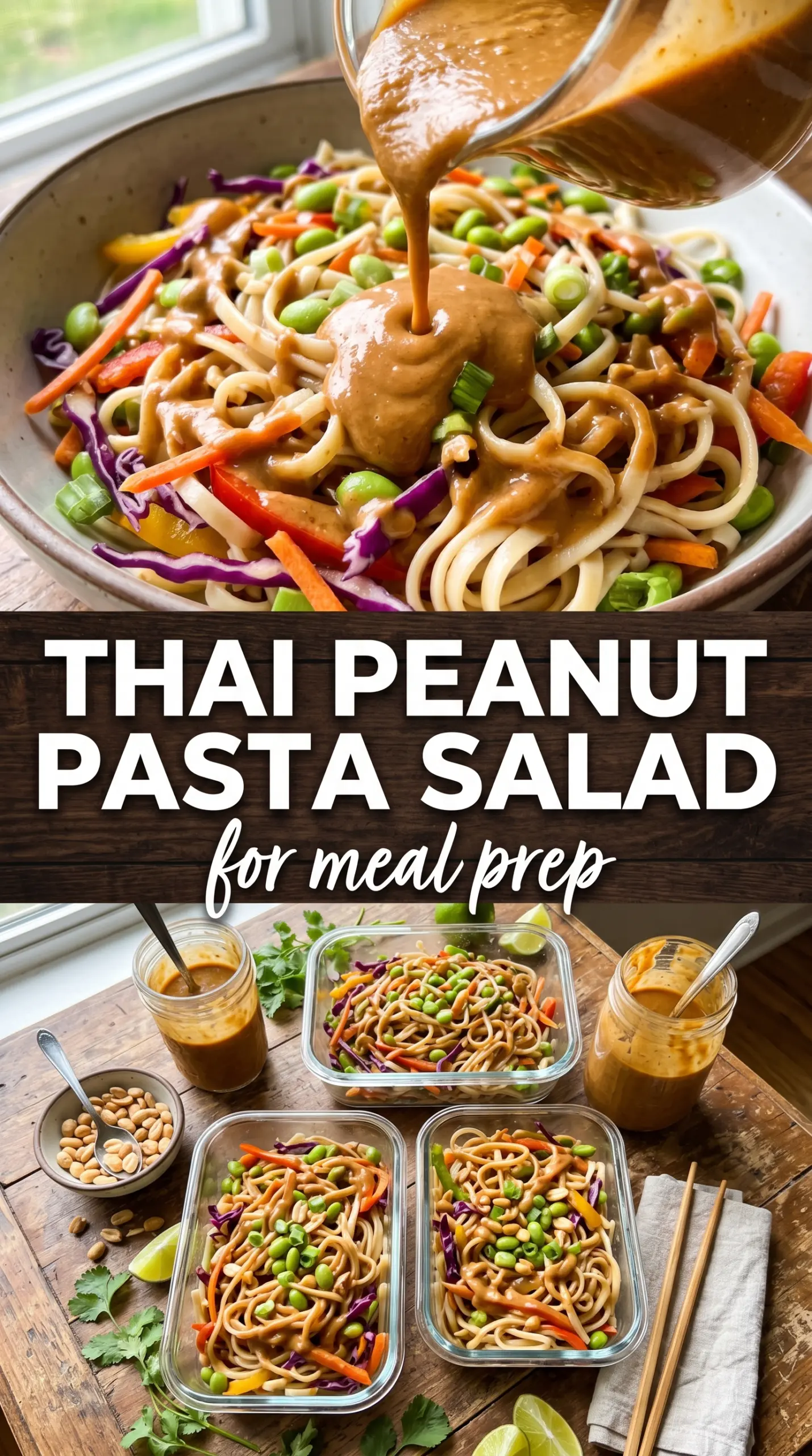 Protein Packed Thai Pasta Salad peanut-ginger creamy colorful