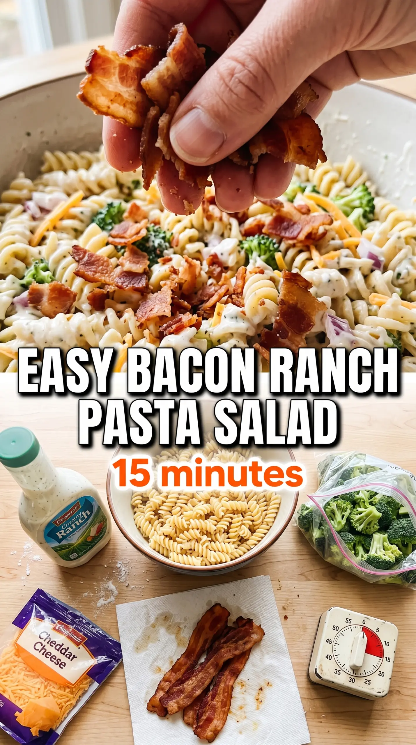 Ranch Pasta Salad creamy bacon cheddar