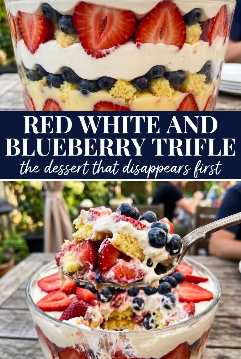 Red, White and Blueberry Trifle