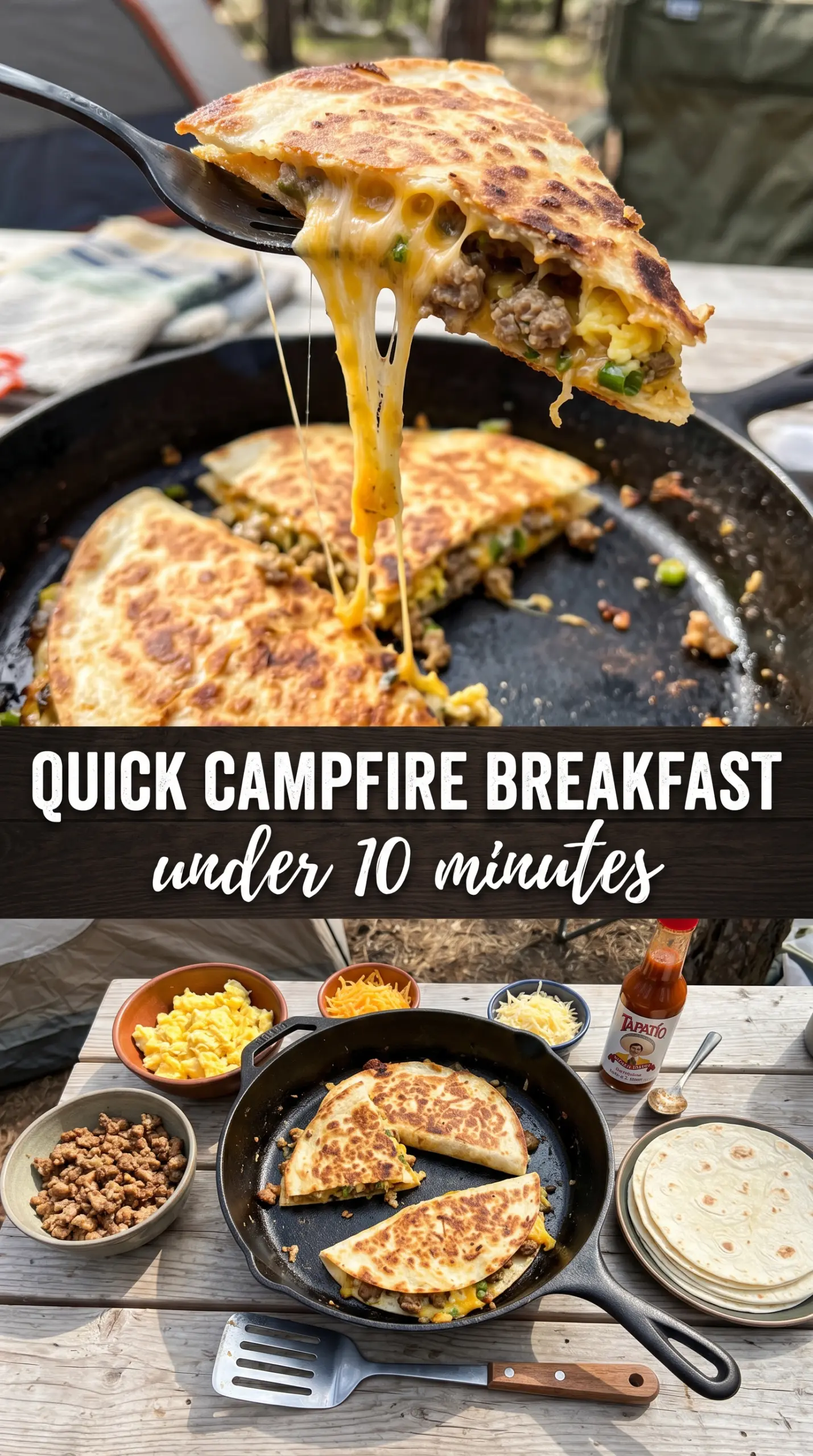 Sausage & Egg Breakfast Quesadilla cheesy crispy