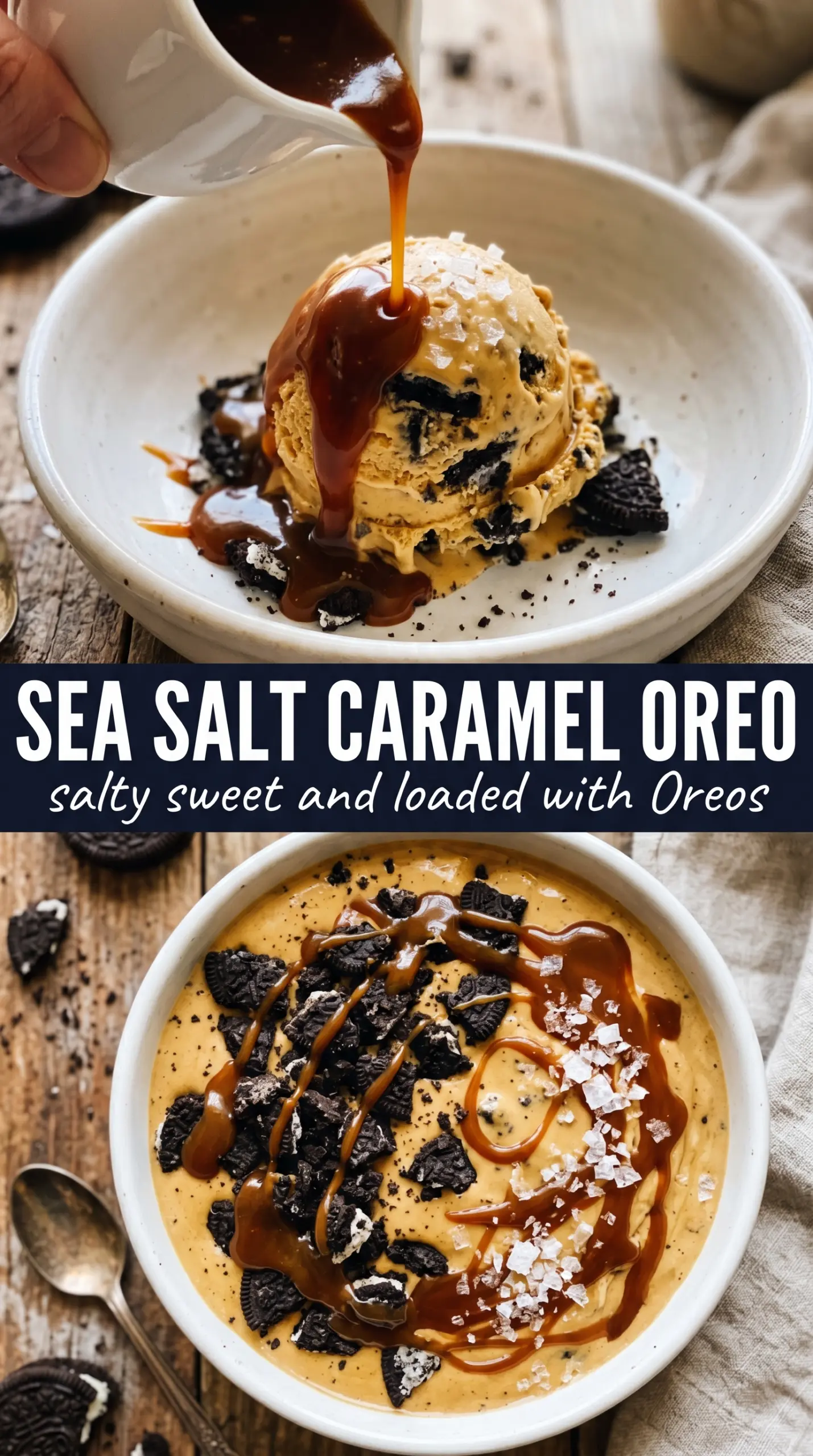 Sea Salt Caramel Oreo Ice Cream creamy caramel cookie