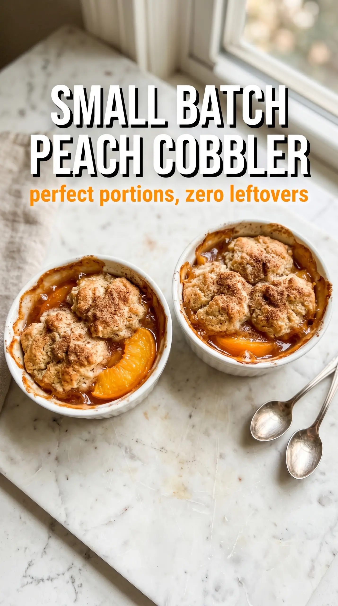 Warm peach cobbler with biscuit or crumble topping