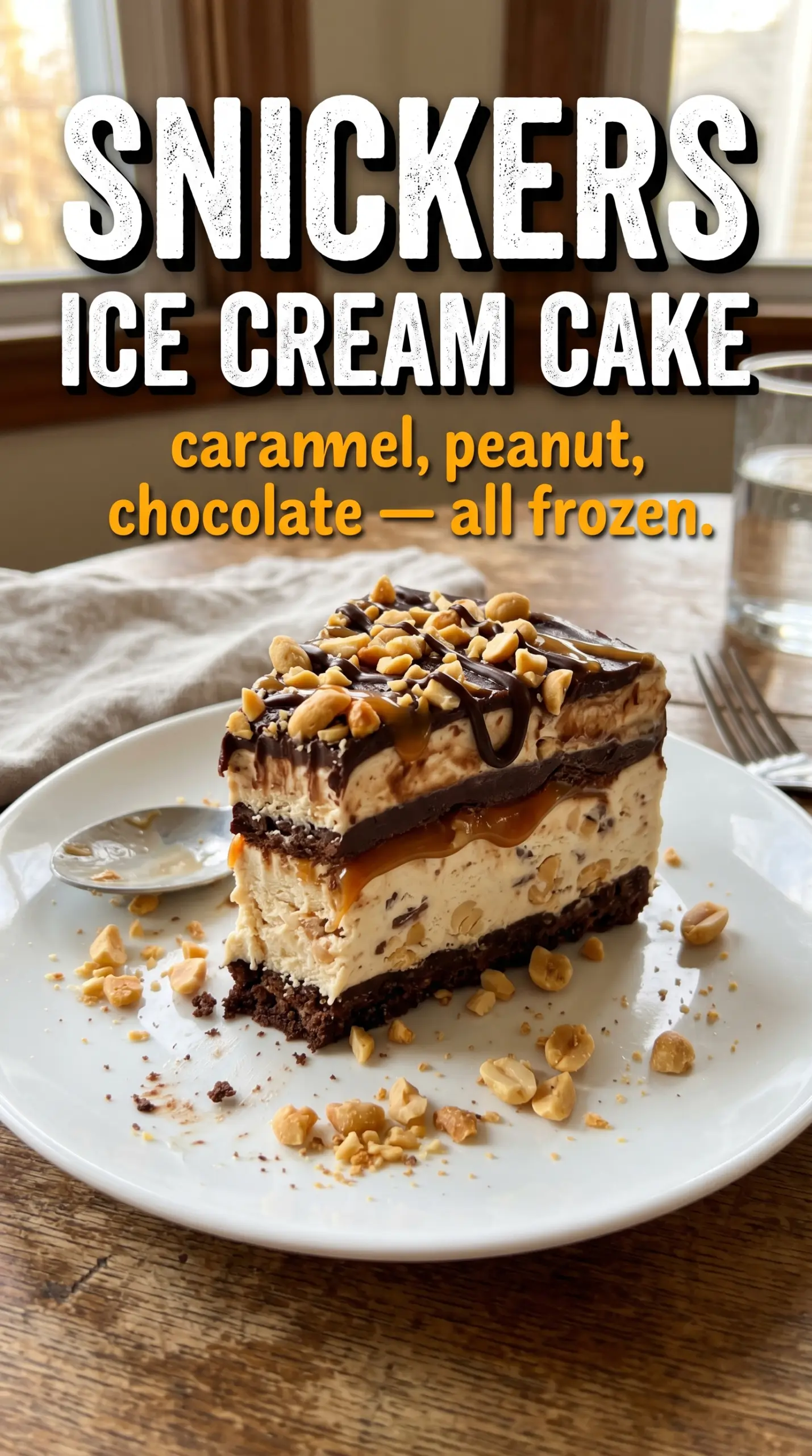 Snickers ice cream cake chocolate caramel peanut