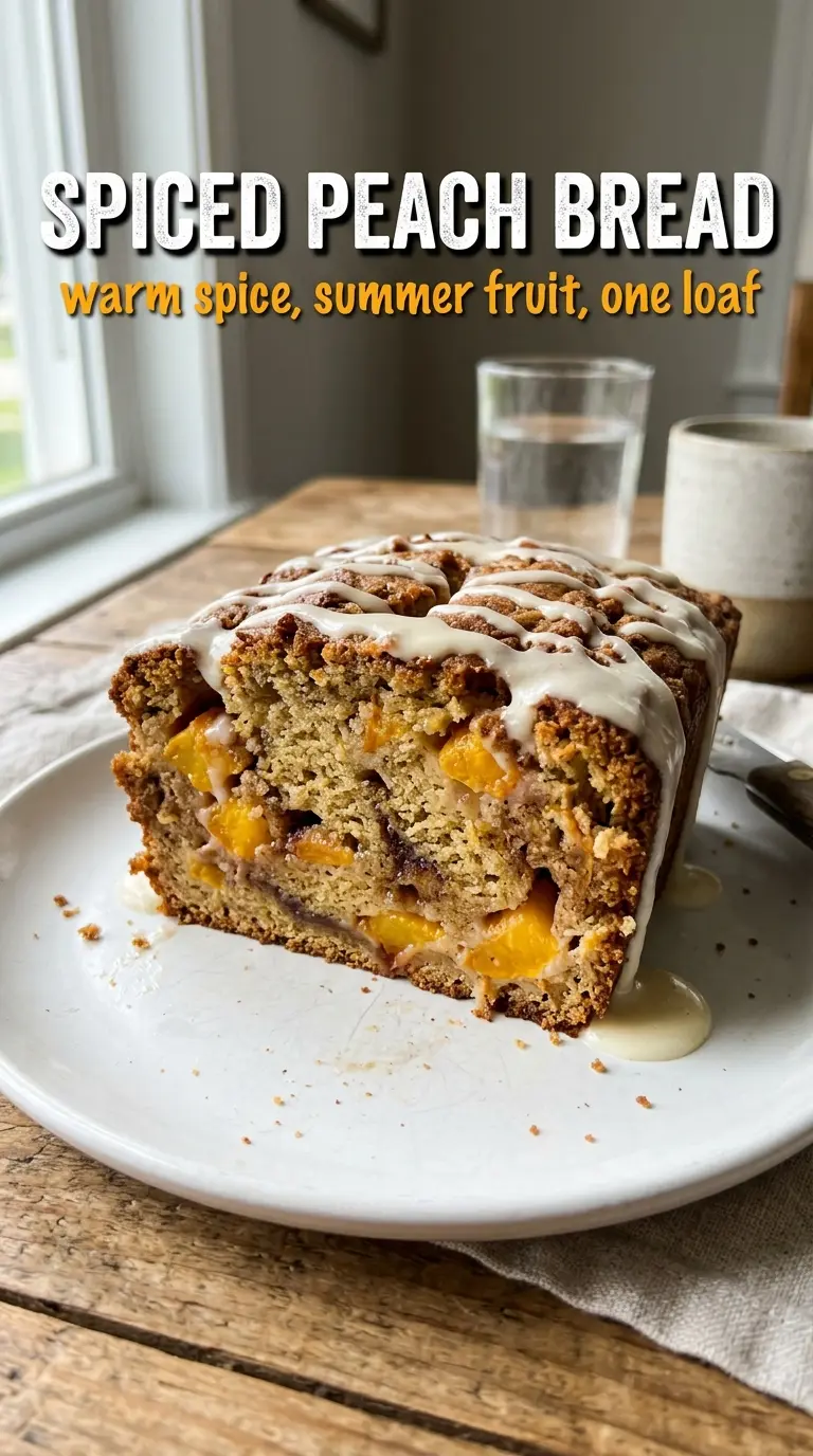 Spiced peach bread golden crumb loaf