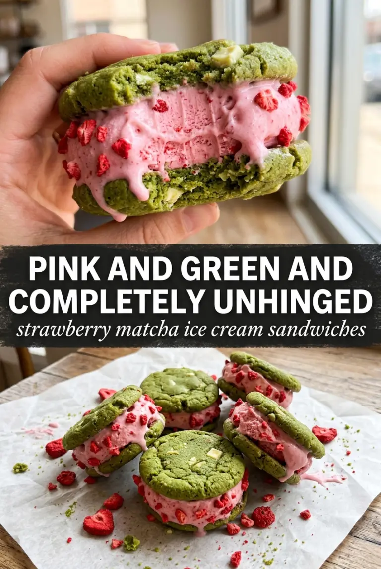 Strawberry Matcha Ice Cream Sandwiches