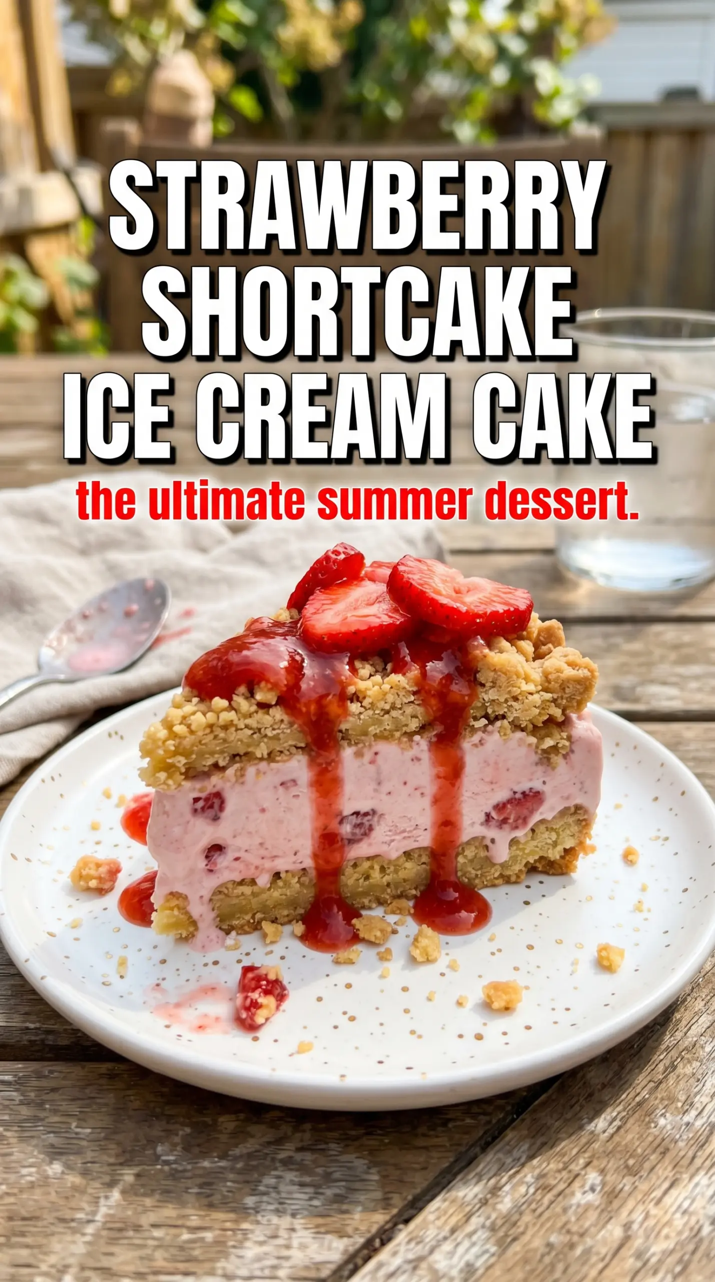 Strawberry Shortcake Ice Cream Cake pink crunch creamy layers