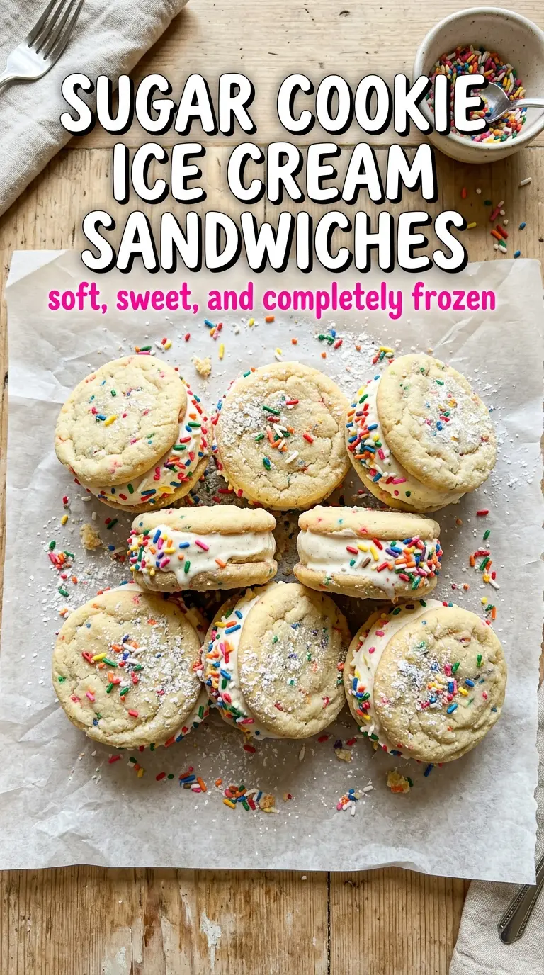 Sugar Cookie Ice Cream Sandwiches soft sprinkles frozen