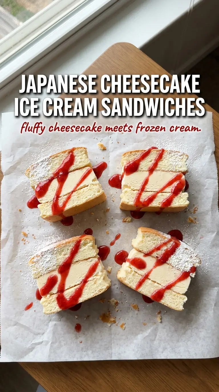 Viral Japanese Cheesecake Ice Cream Sandwiches fluffy, creamy, jiggly