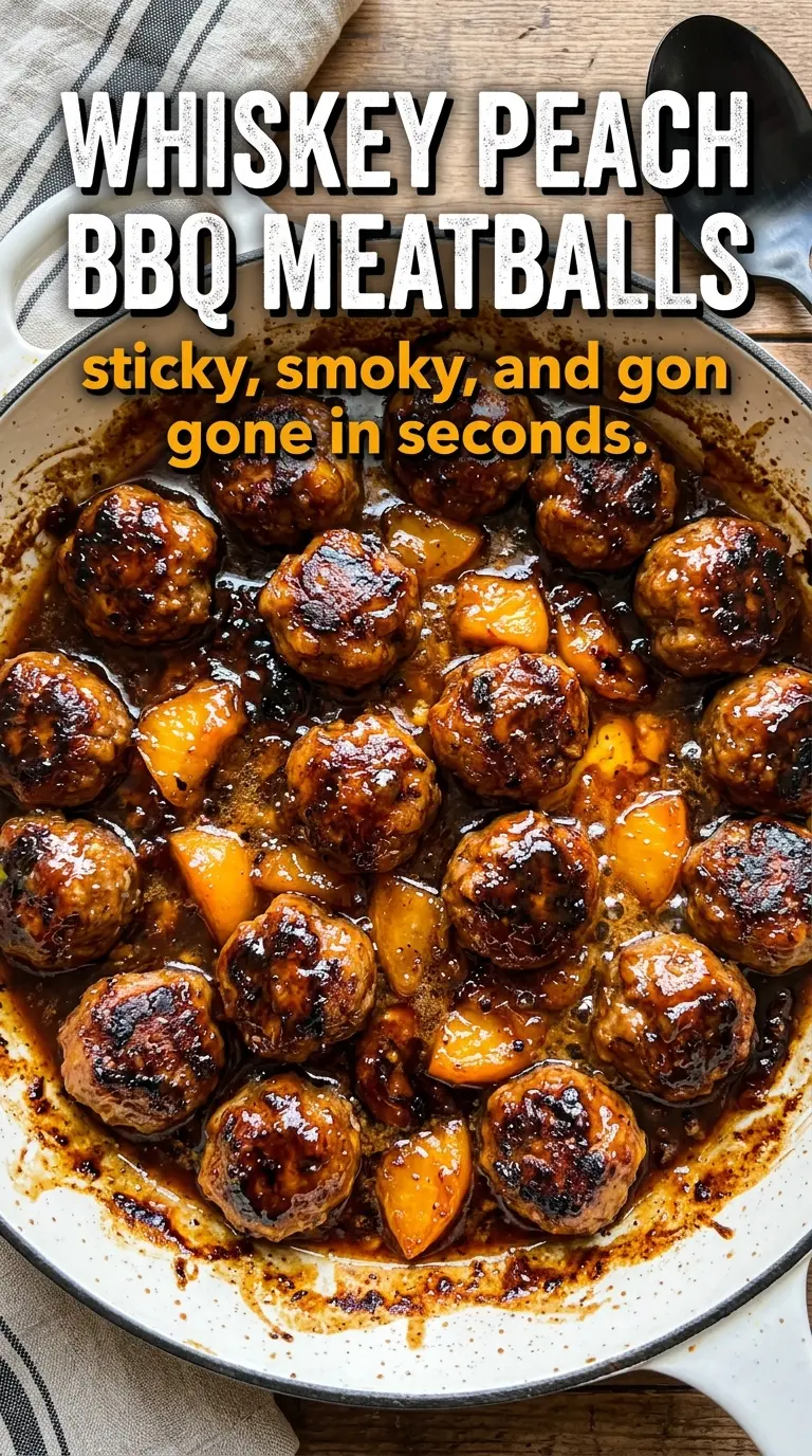 Cooked peach-glazed meatballs or meat dish