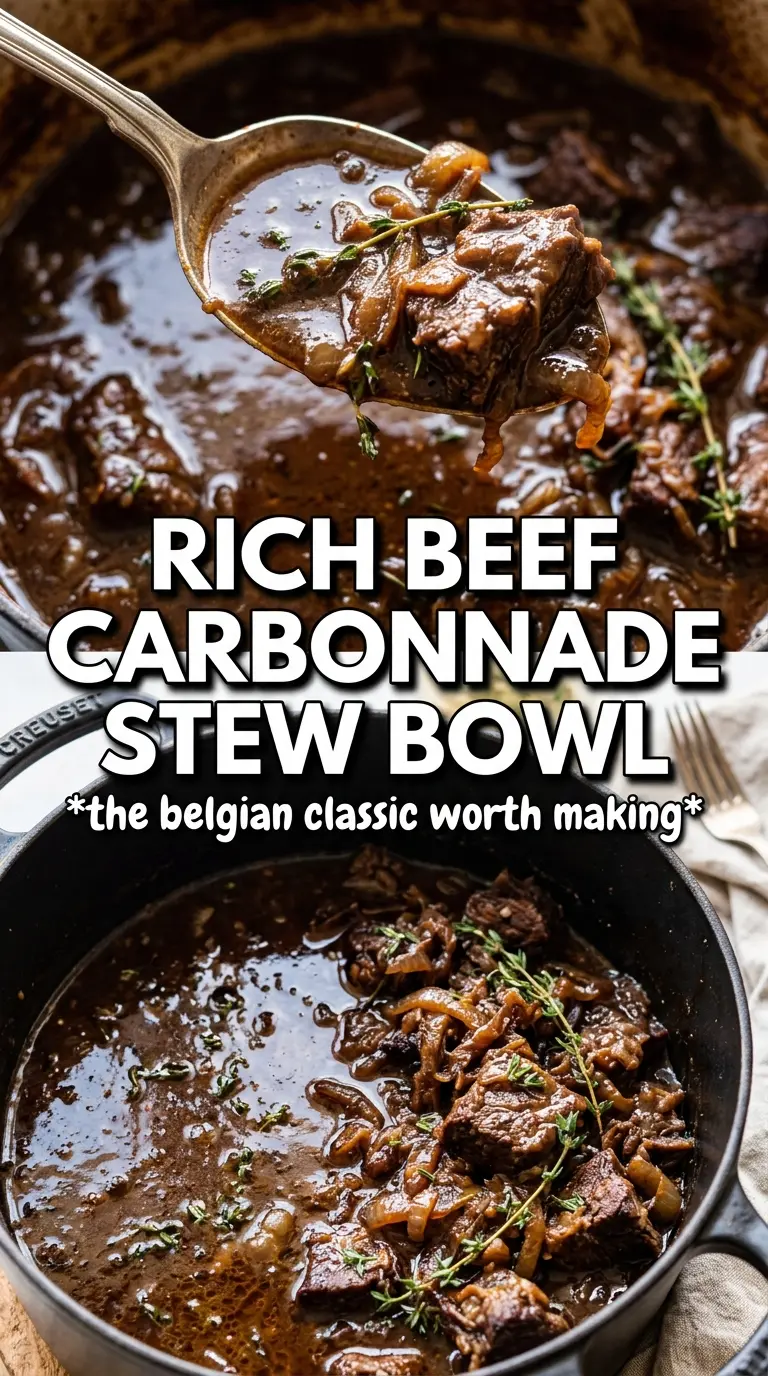 Beef Carbonnade Stew, Belgian beer-braised, caramelized onions