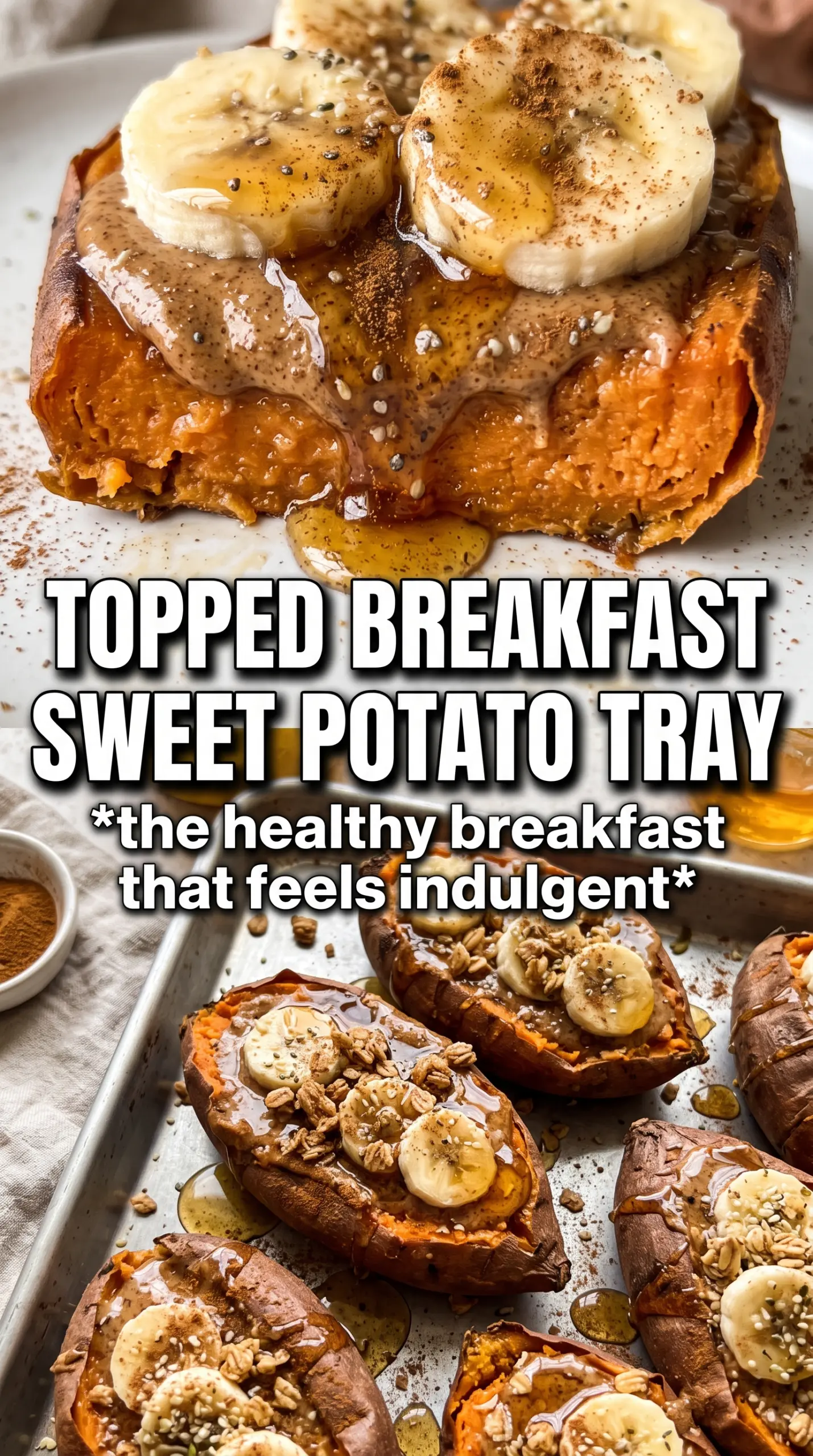 Breakfast Sweet Potato loaded breakfast eggs bacon cheddar