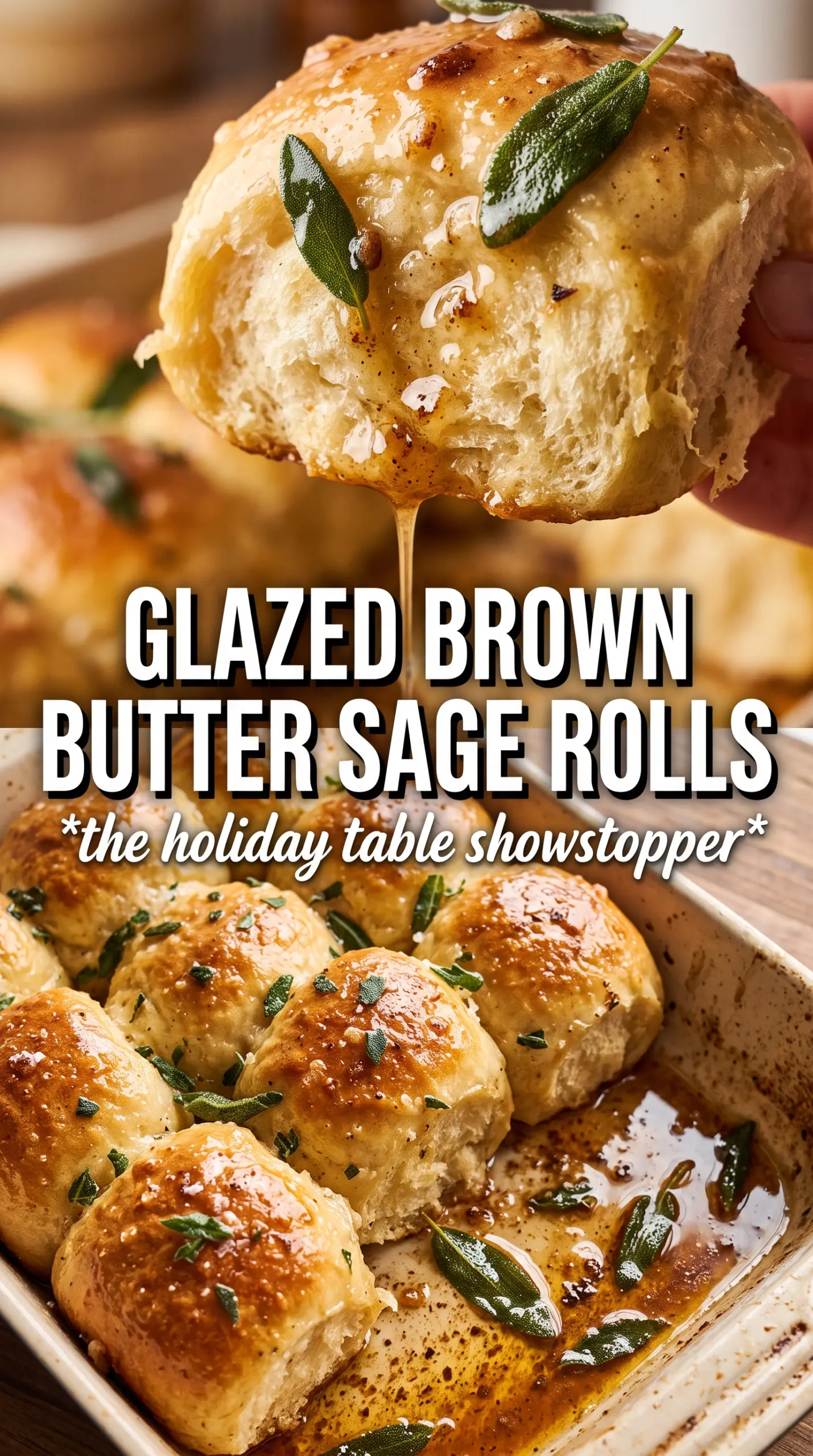 Brown butter sage dinner rolls golden pillowy savory