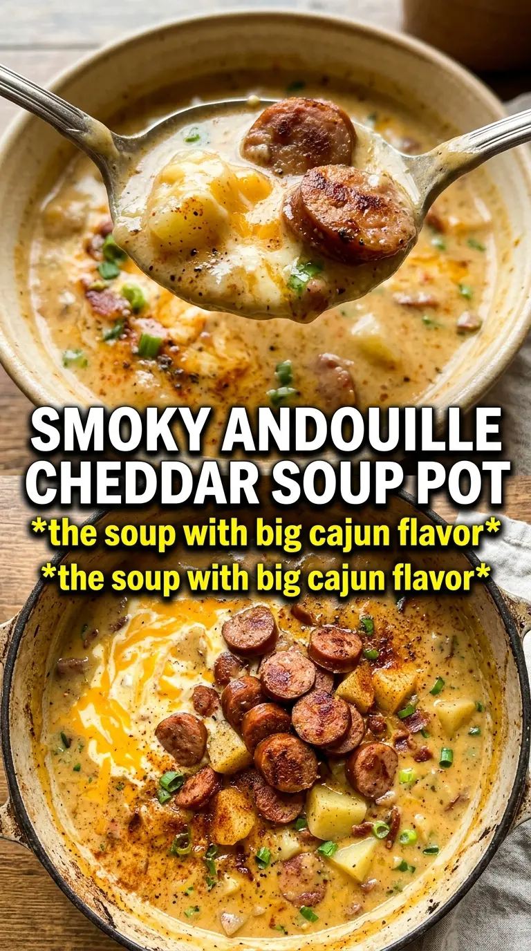 Cajun Potato Soup With Andouille Sausage And Cheddar Cream smoky creamy hearty