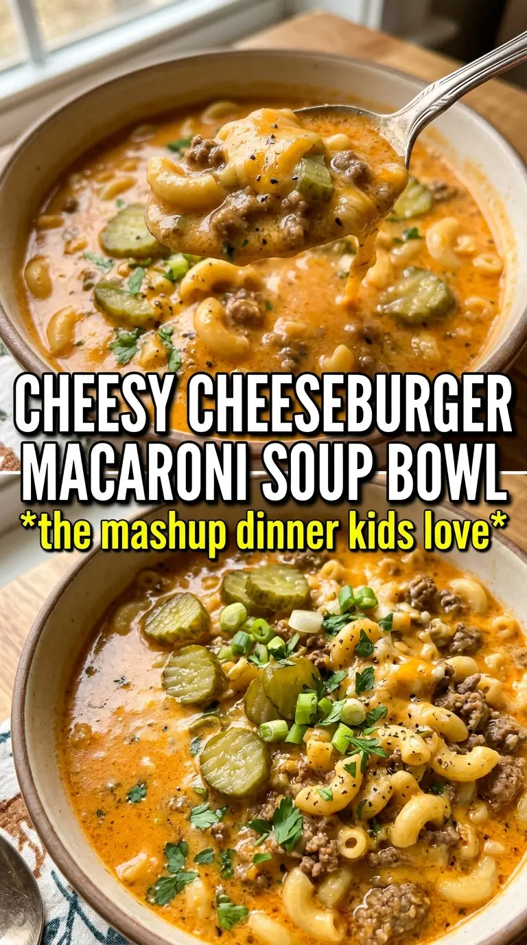 Cheeseburger macaroni soup creamy cheddar beef