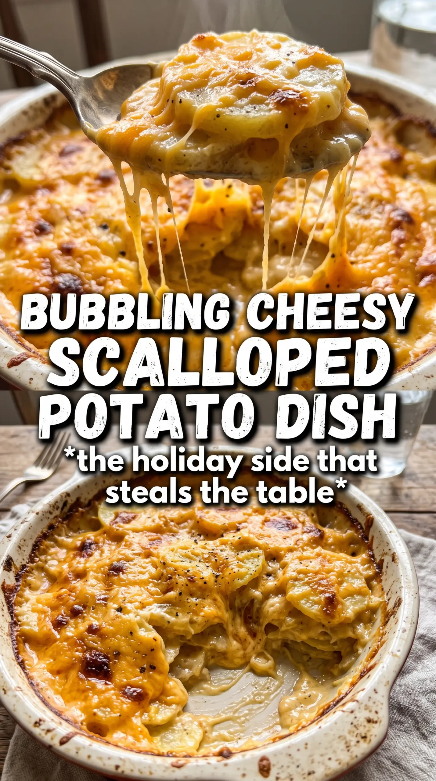 Cheesy Scalloped Potatoes creamy golden layered
