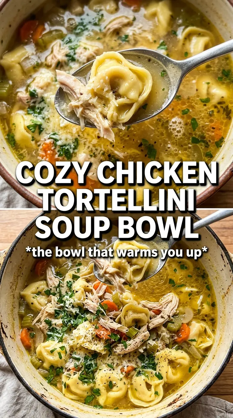 Chicken Tortellini Soup hearty broth, cheese tortellini, spinach
