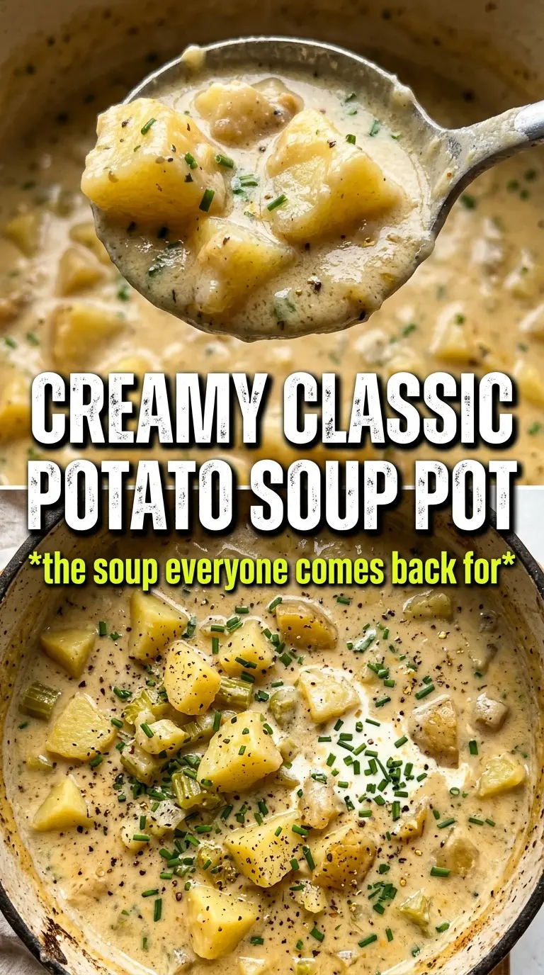 Creamy Potato Soup tender potatoes, cheesy, bacon-topped