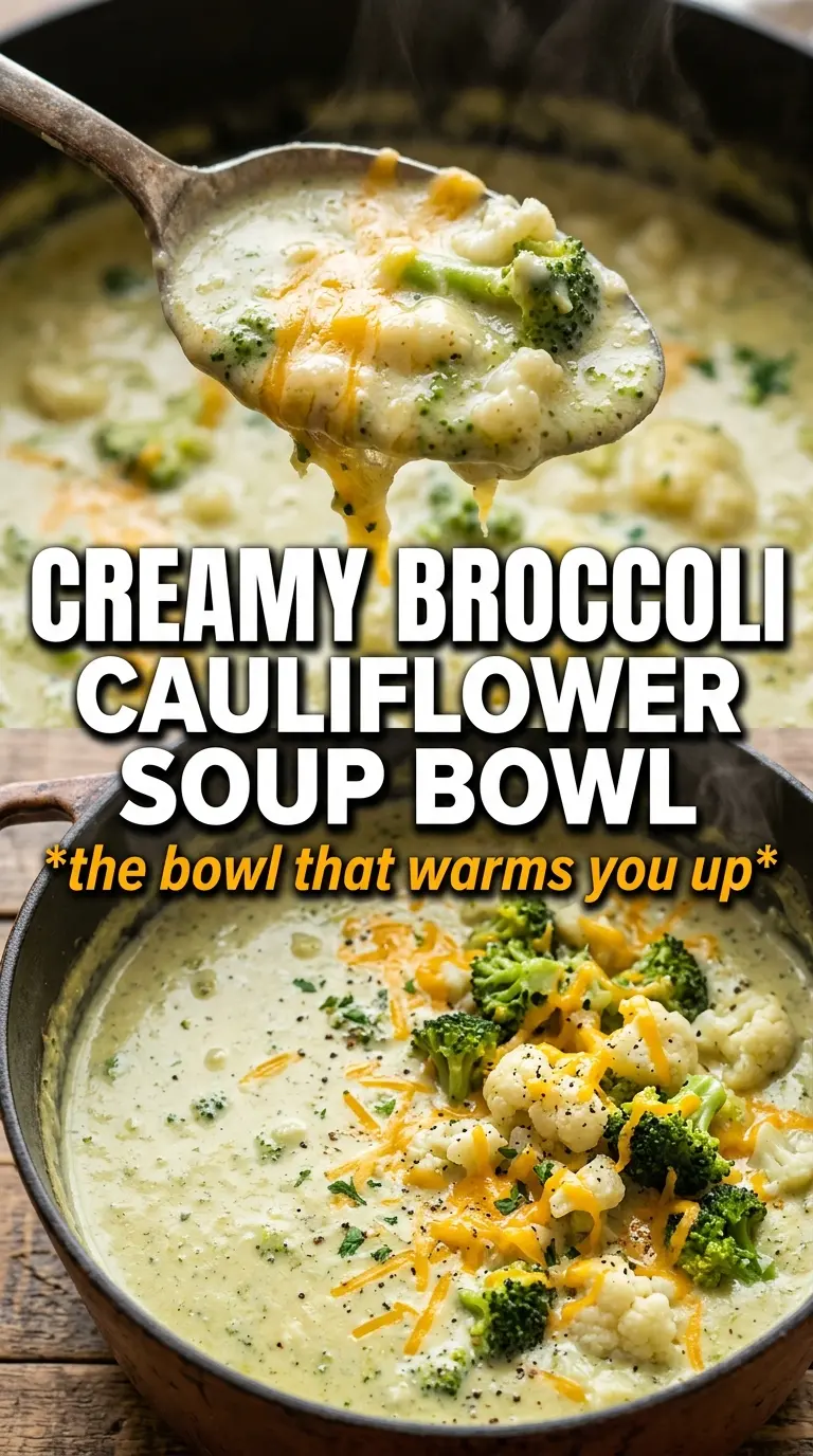 Broccoli Cauliflower Soup creamy cheddar chives