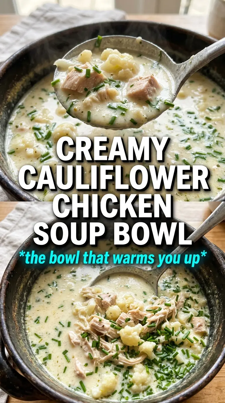 Cauliflower Chicken Soup creamy cheesy hearty