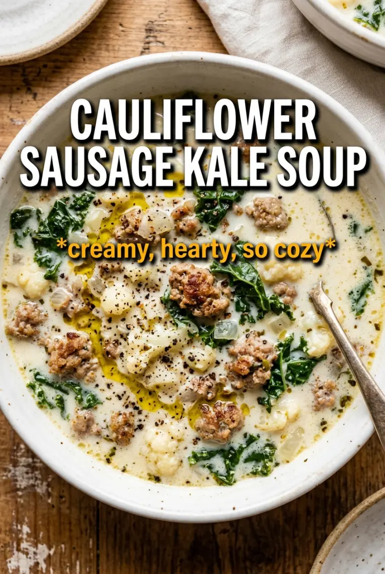 Creamy Cauliflower Sausage Kale Soup