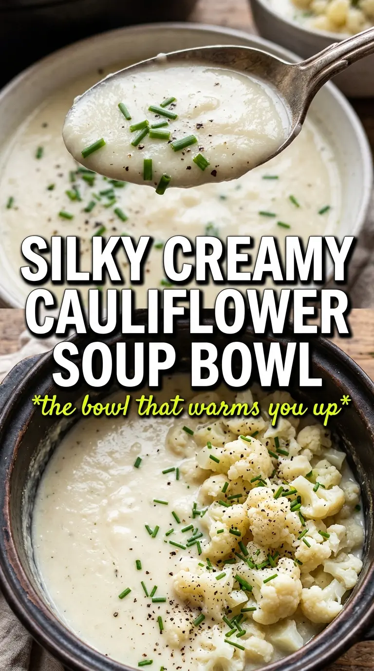 Creamy cauliflower soup silky roasted garnished