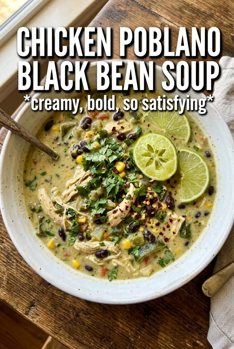 Creamy Chicken Soup With Poblanos And Black Beans