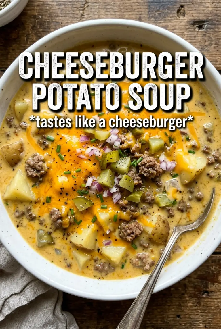 Creamy Crockpot Cheeseburger Potato Soup
