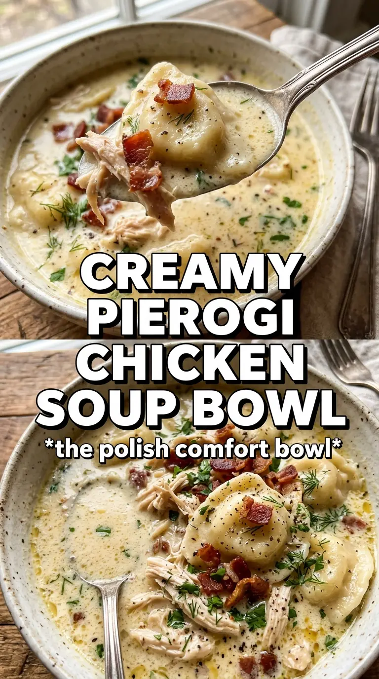 Creamy Pierogi Chicken Soup With Rosemary Bacon creamy savory hearty