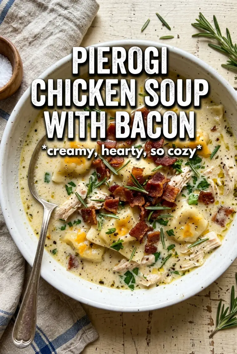 Creamy Pierogi Chicken Soup With Rosemary Bacon