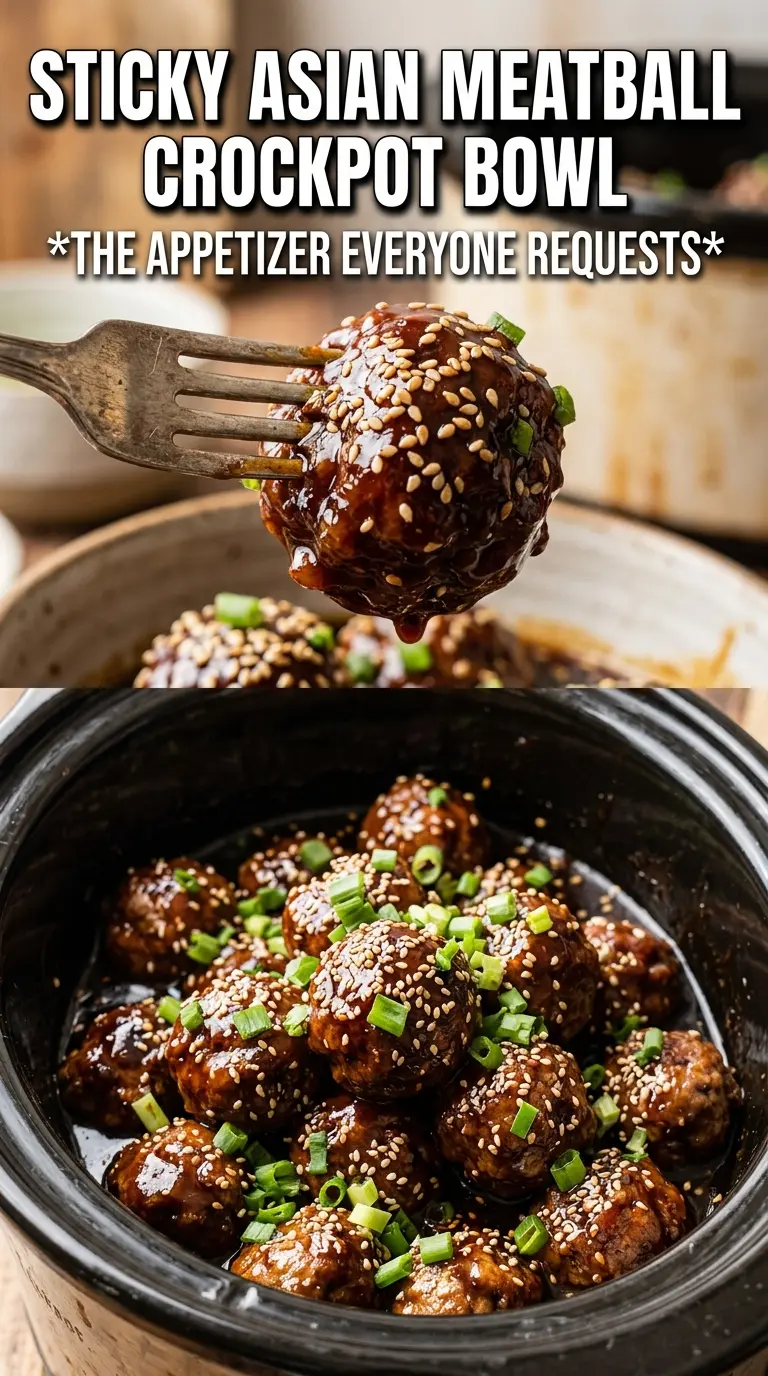 Crockpot Asian meatballs sticky glazed sesame green onion