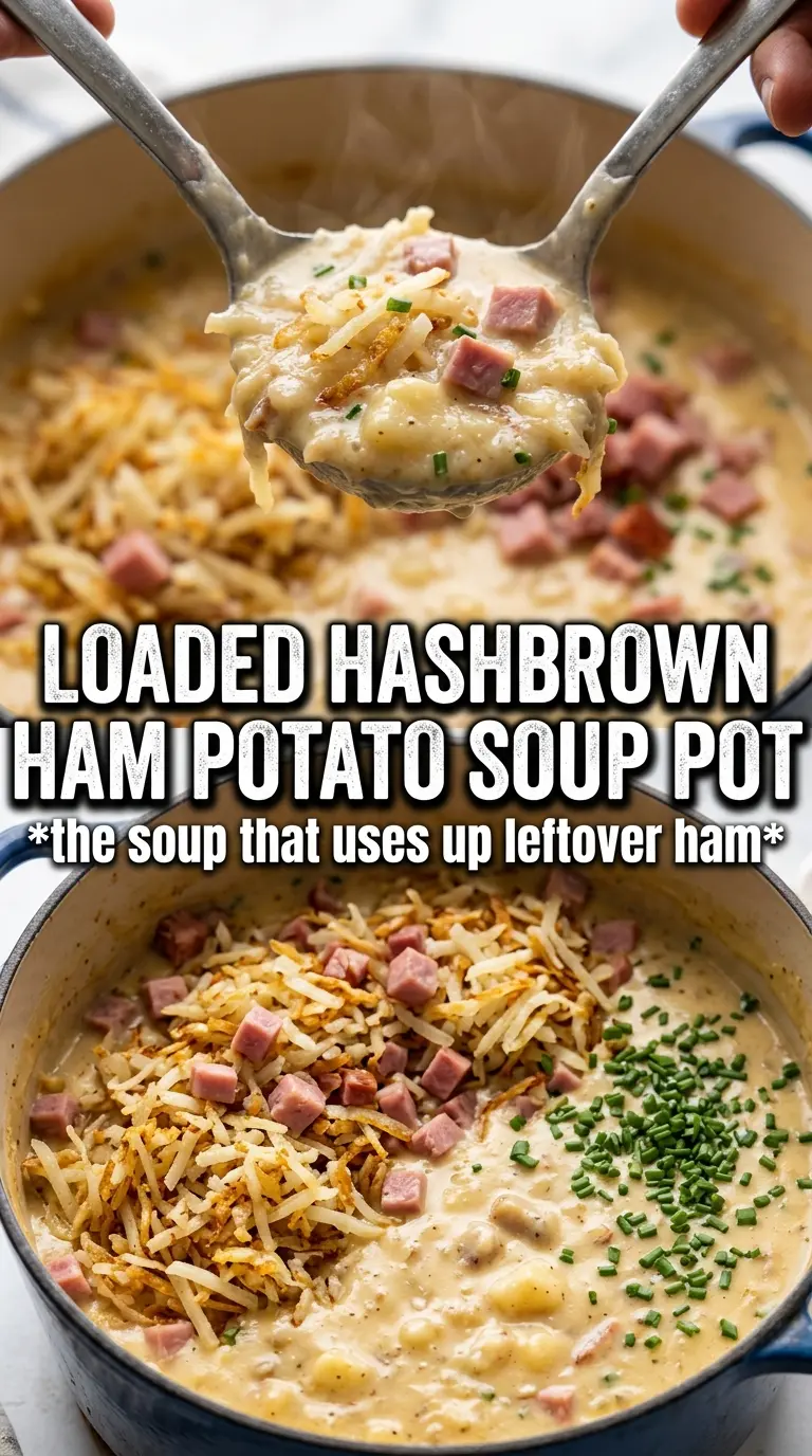 Crockpot potato soup with hashbrowns and ham creamy hearty