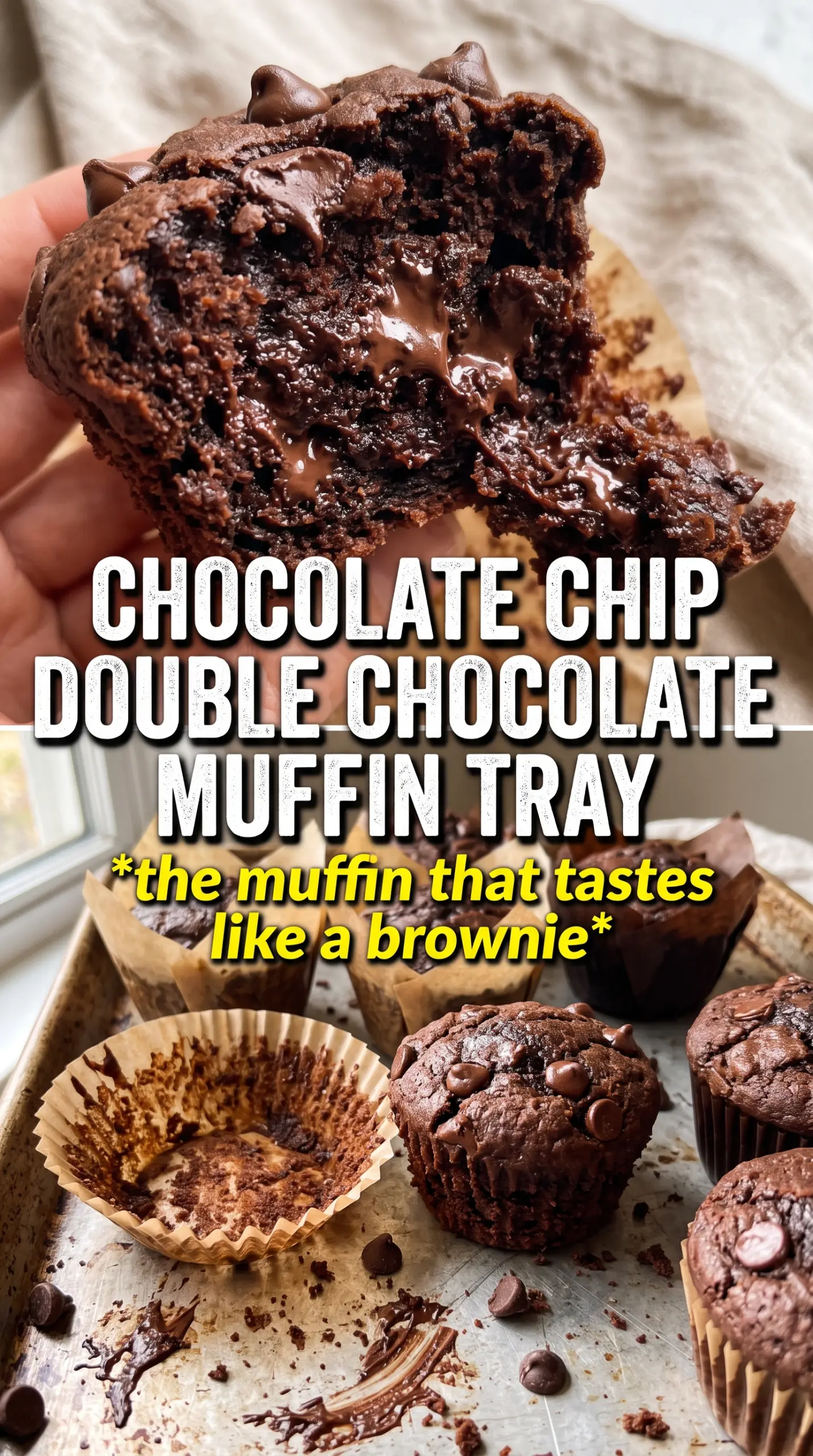 Double Chocolate Muffins deeply domed chocolate chip