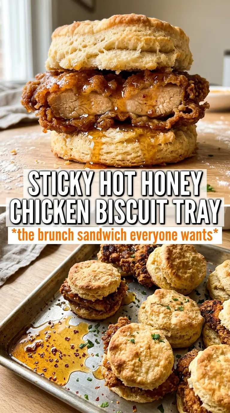 Hot Honey Chicken Biscuits crispy glazed Southern sandwich