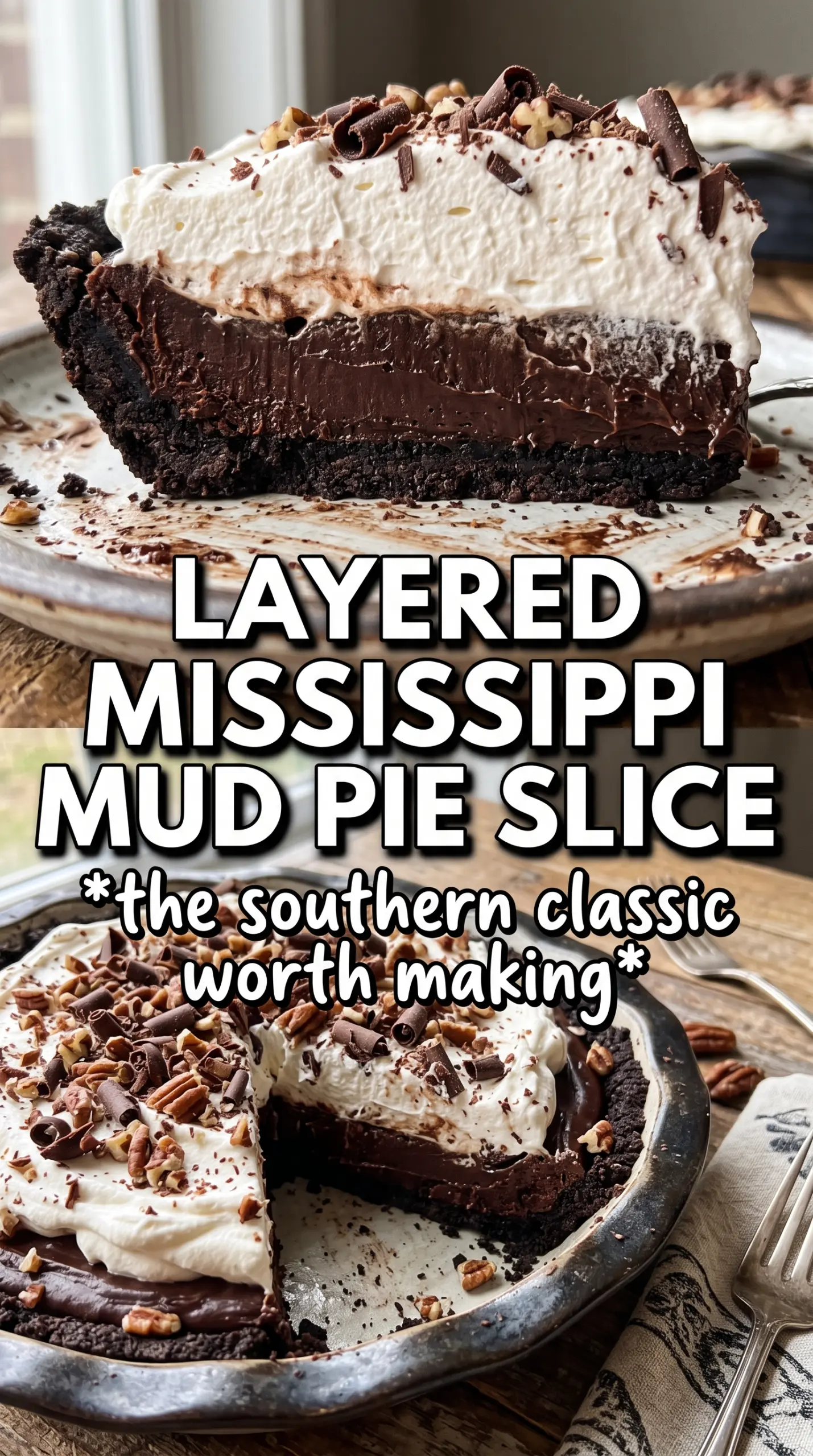 Mississippi Mud Pie fudgy chocolate marshmallow walnut