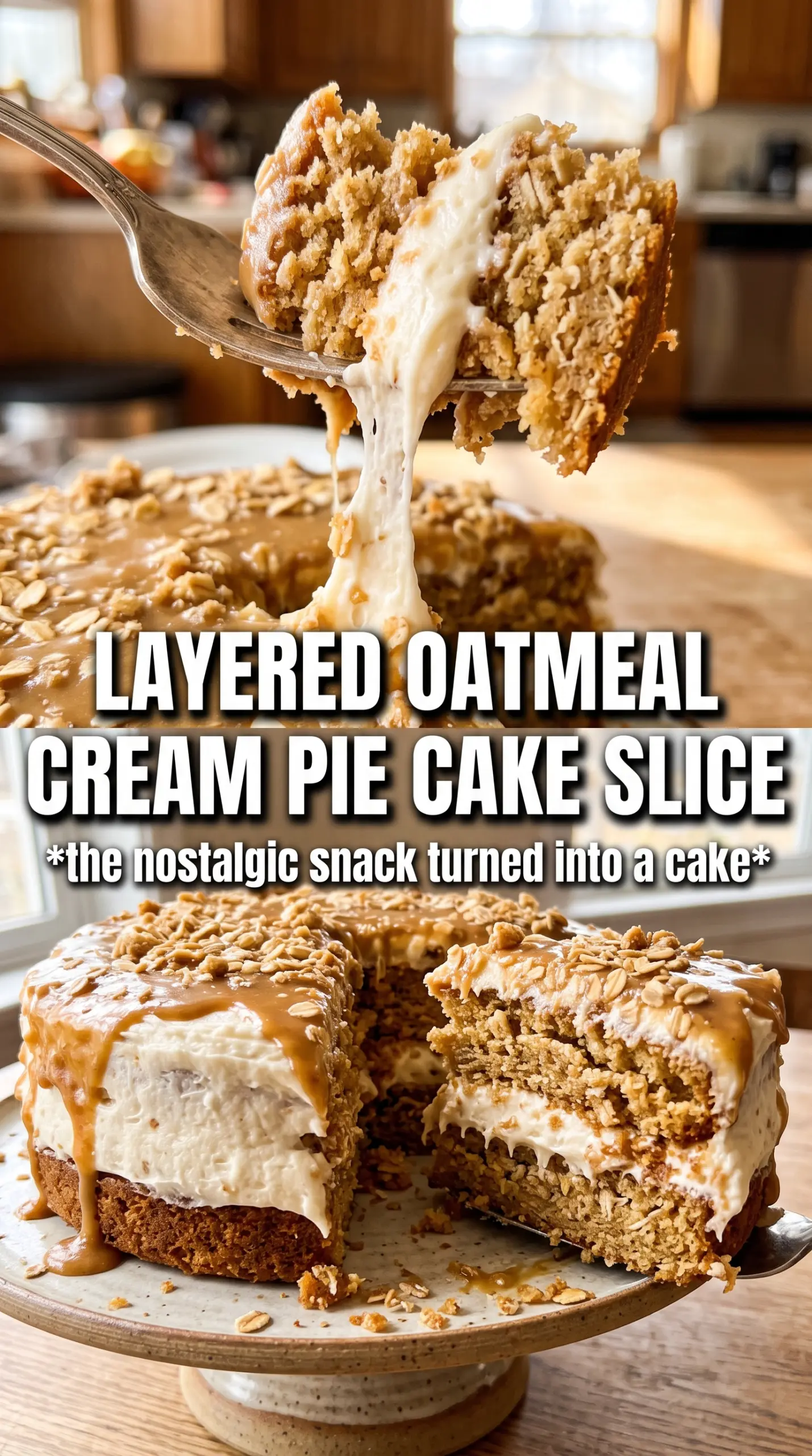 Oatmeal Cream Pie Cake soft spiced layers marshmallow filling