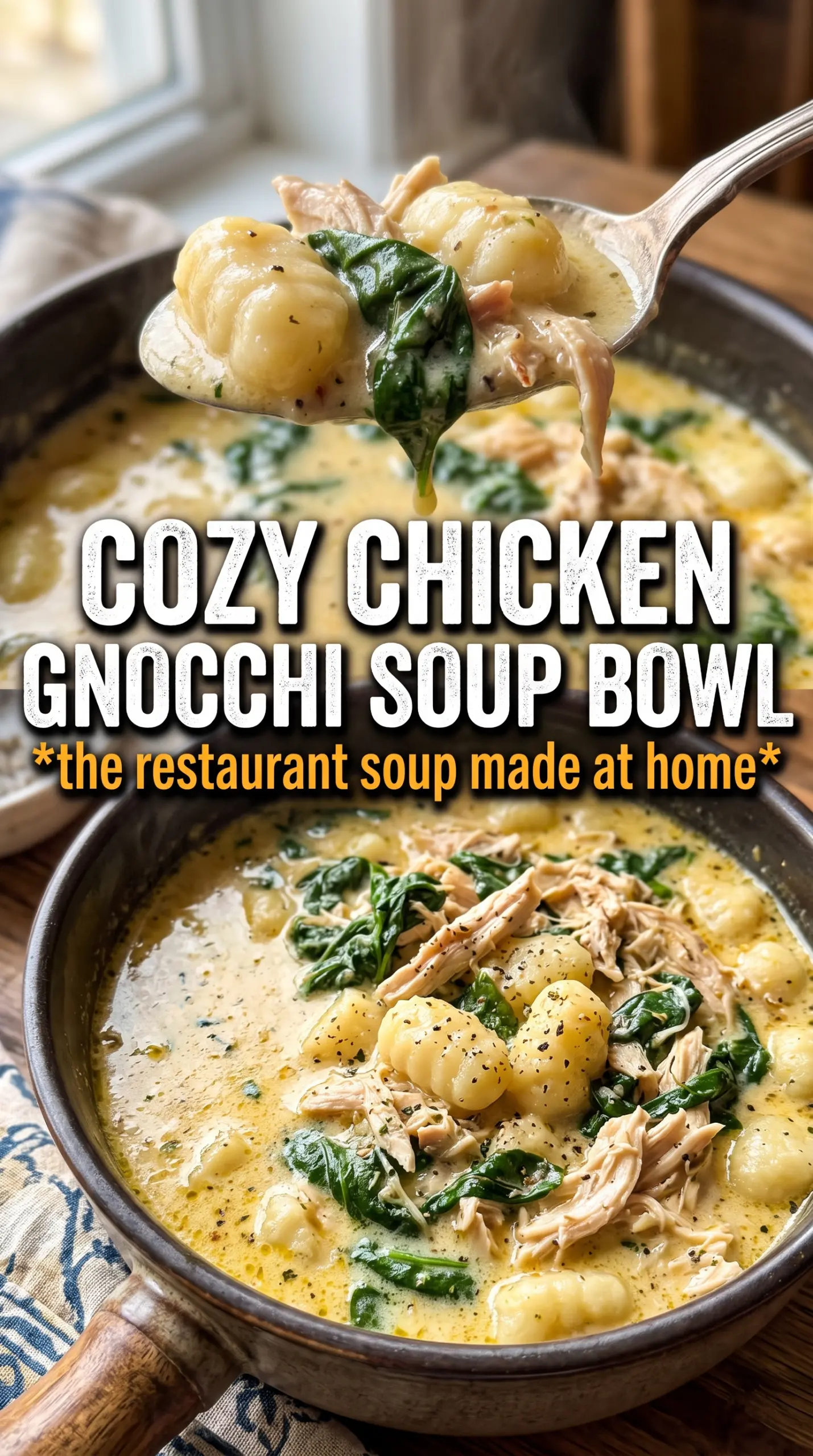 Olive Garden Chicken Gnocchi Soup creamy gnocchi spinach