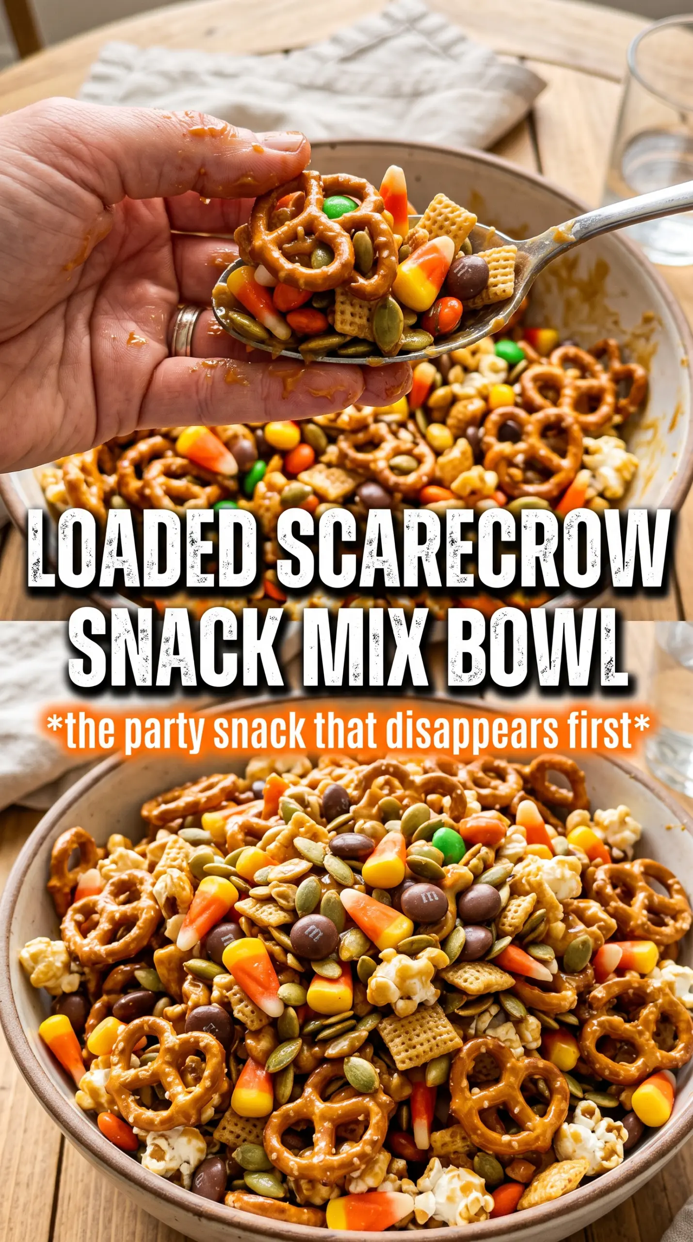 Scarecrow Crunch Snack Mix colorful autumn snack mix