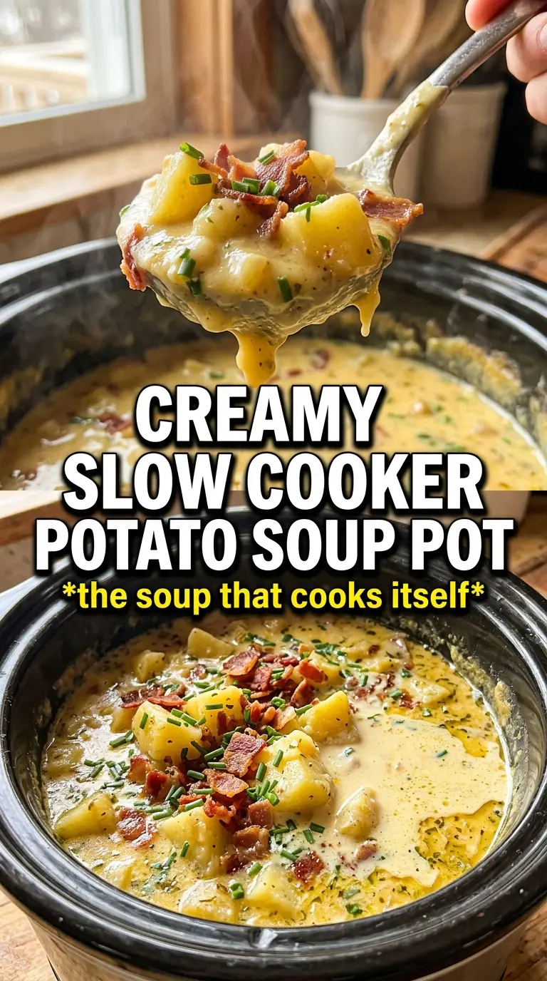 Slow Cooker Potato Soup creamy chunky cheddar