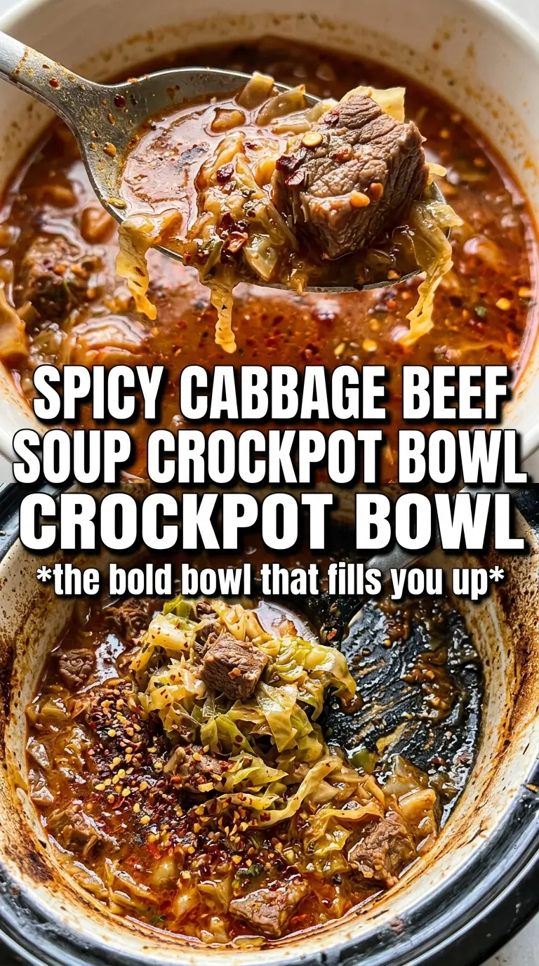 Slow Cooker Spicy Cabbage Beef Soup savory cabbage beef