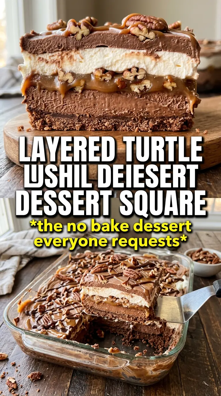 Turtle Lush layered dessert pecan chocolate caramel