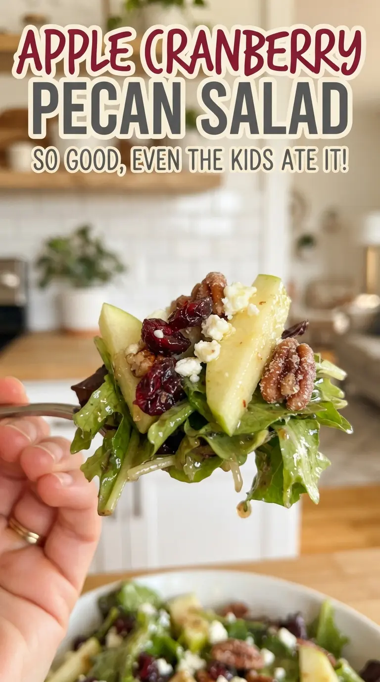 Apple Cranberry Pecan Salad crisp spinach, apples, pecans