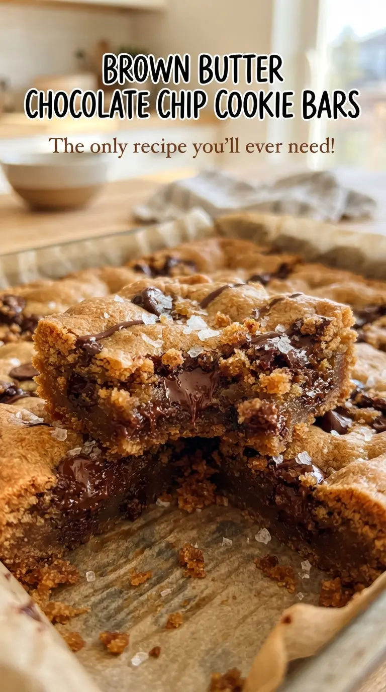 Brown Butter Chocolate Chip Cookie Bars thick chewy golden