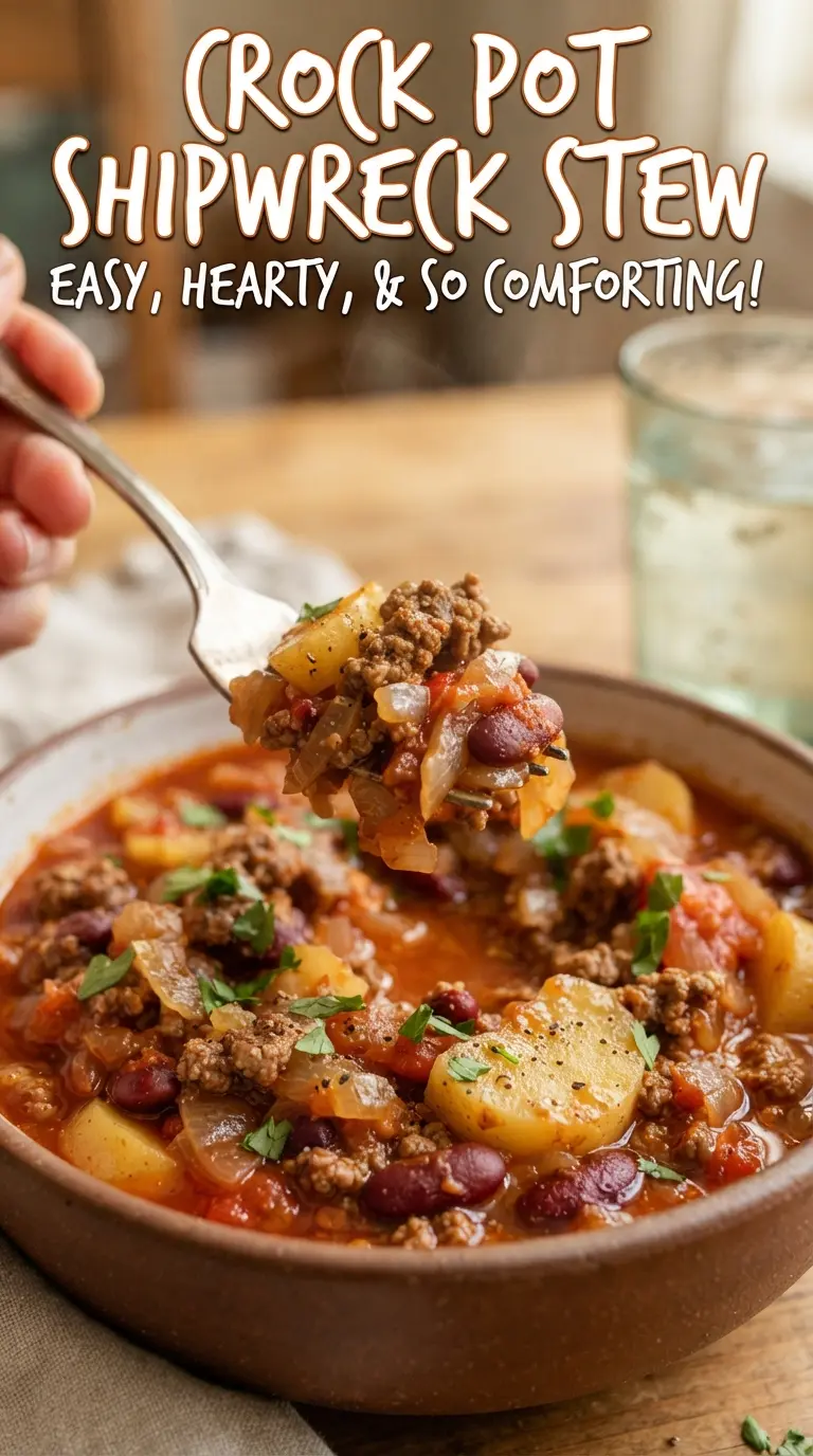 Crock Pot Shipwreck Stew layered beef potatoes beans