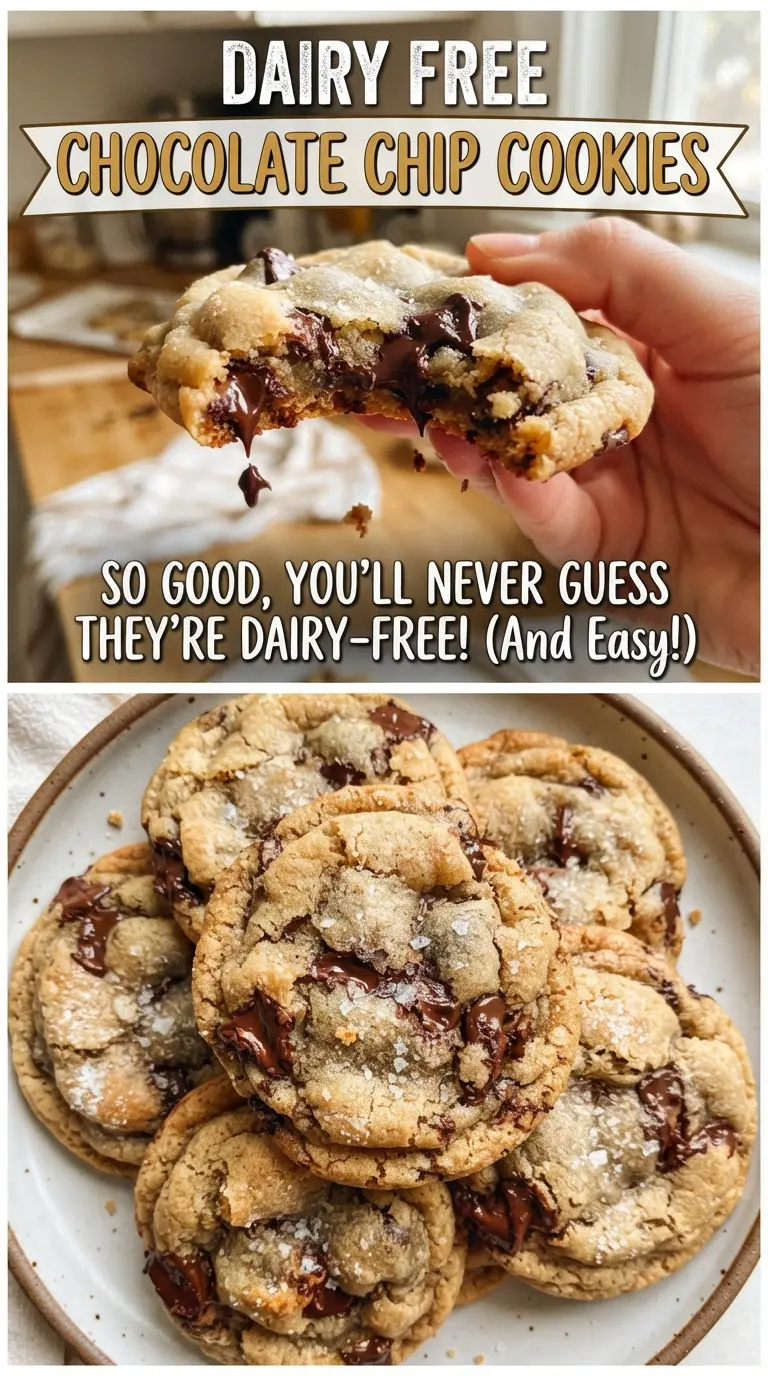 Dairy Free Chocolate Chip Cookies chewy golden