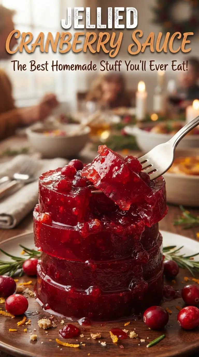 Jellied cranberry sauce glossy ruby firm
