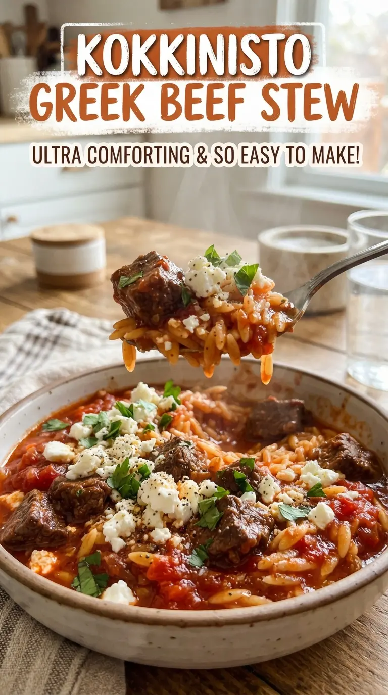 Kokkinisto Greek Beef Stew rich cinnamon-scented tomato sauce